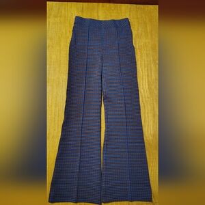 SPANX Blue and Brown Patterned Trouser Pants Women's Size M